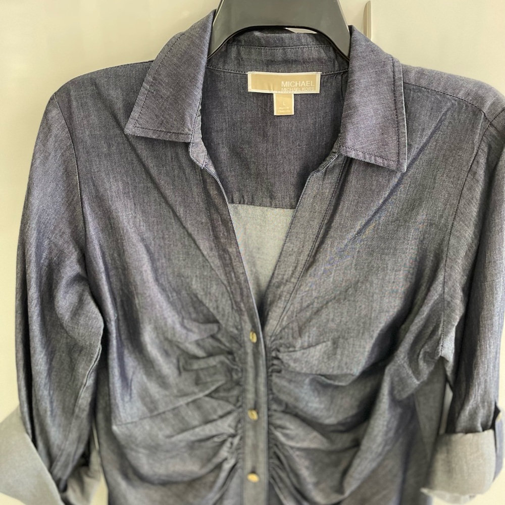 Michael Kors Denim Ruched Dress